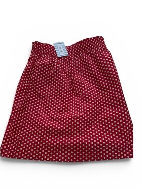 Red Polka Dot Midi Skirt with Elastic Waistband